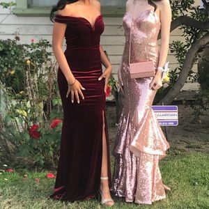 Sexy slim burgundy prom dress
